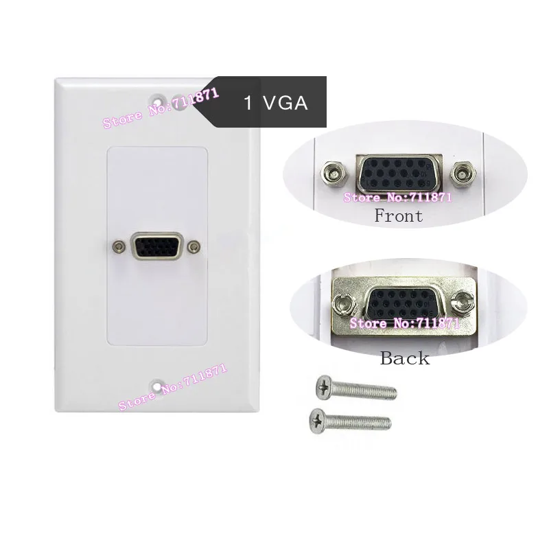 1 placa de parede vga um d-sub soquete de parede 1 uma placa de painel vga montagem de tomada de parede uma fêmea d-sub porto adaptador de tomada de parede comum