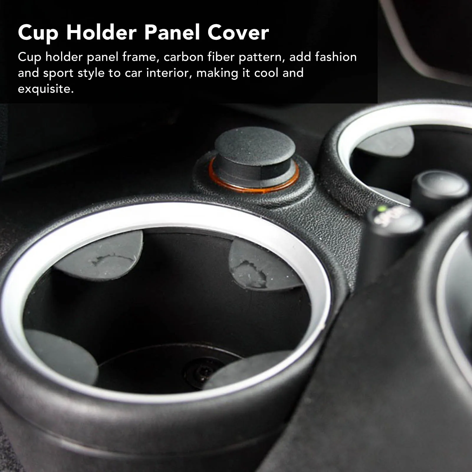 2Pcs Carbon Fiber Look Car Cup Holder Panel Trim Ring Car Interior Fit for Mini Cooper R54 R56 Clubman R55 Crossover R60