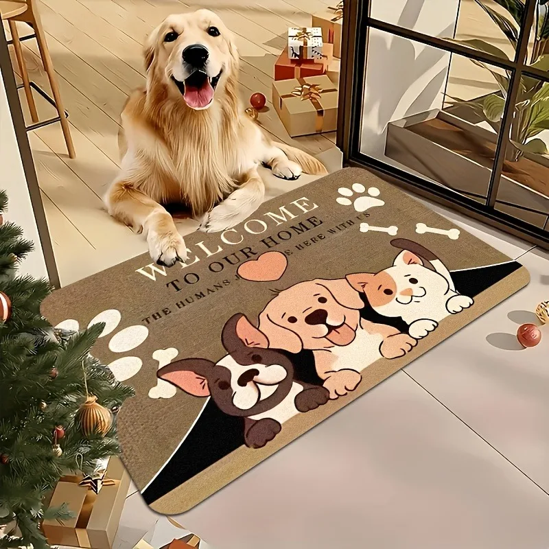 

1PC Welcome Cute Dogs pattern Door Mats Kitchen Rugs Non-Slip Pop Living room Rugs Bath Mat Carpet for Home Sink Laundry Decor