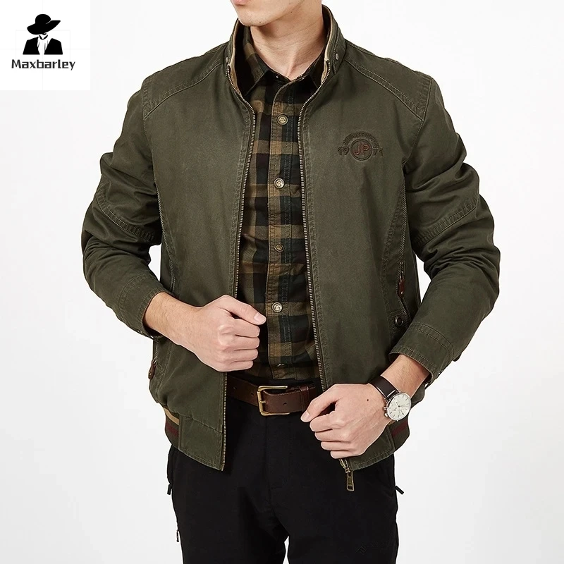 Herfst Heren Dubbel Gekleed Werkjack Casual Man Katoenen Werkjassen Mode Heren Multi-Pocket Cargo Jacks Kleding 2024 Nieuw