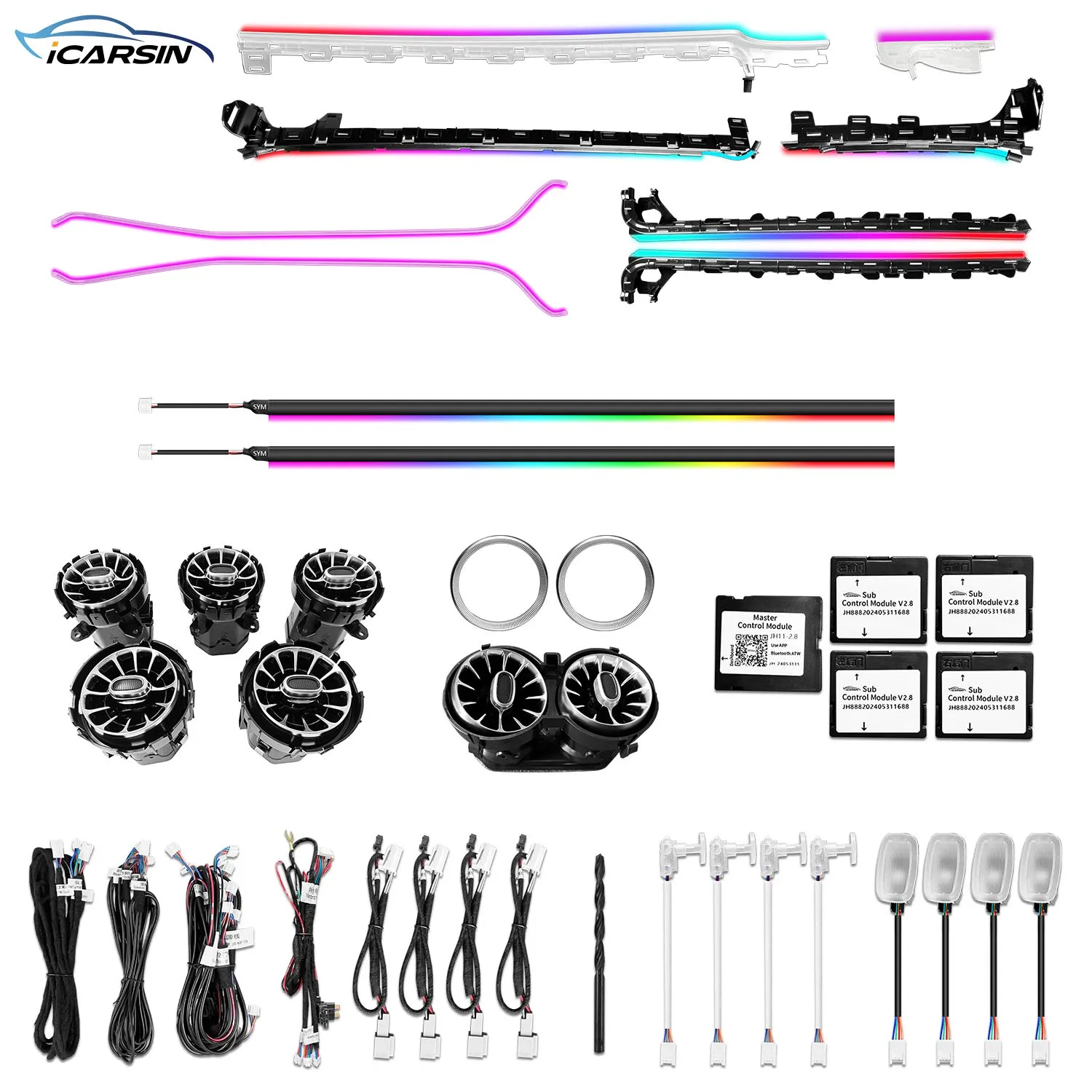 

Светодиодная подсветка салона ICarsin Upgrade на 256 цветов для Mercedes-Benz A-Class W177 CLA W118 2018-2025 (для праворульных/леворульных авто), аксессуары