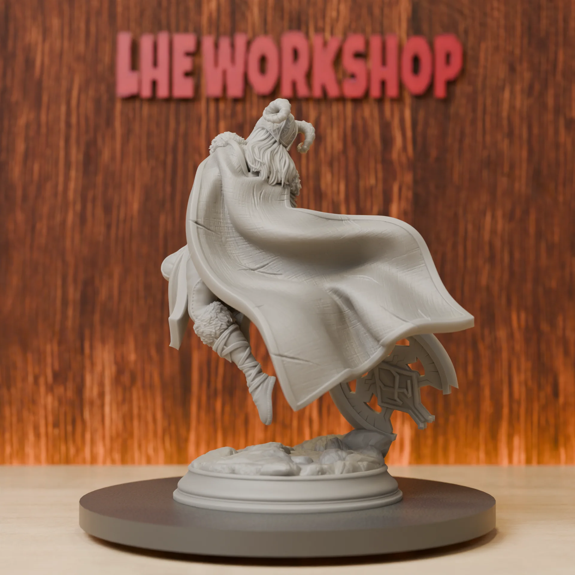 Human Female Warrior with Great Axe Miniatures | 28mm-75mm | Resin 3D Printed DND Pathfinder Mini | Unpainted Grey