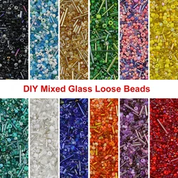 30g/lot Mixed Size Seed Glass Beads Round Tube White Blue Spacer Loose Beads for Jewelrt Bracelet making DIY Necklace Accessorie