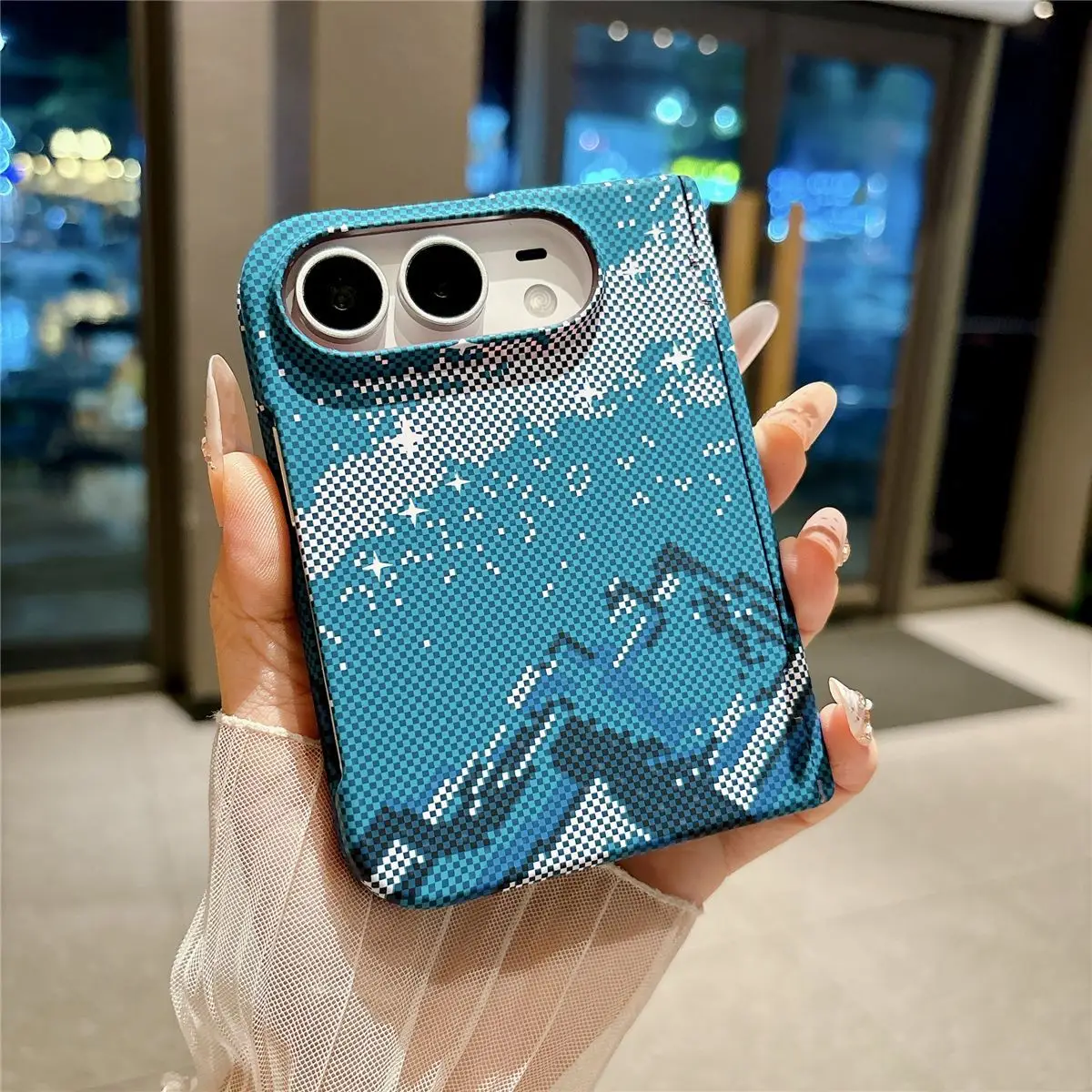 Premium‑Grade Feel Carbon‑Fiber Texture Magnetic Case For iPhone Duo For Magsafe Charge Hinge Full Protection Shockproof Cover - view 6