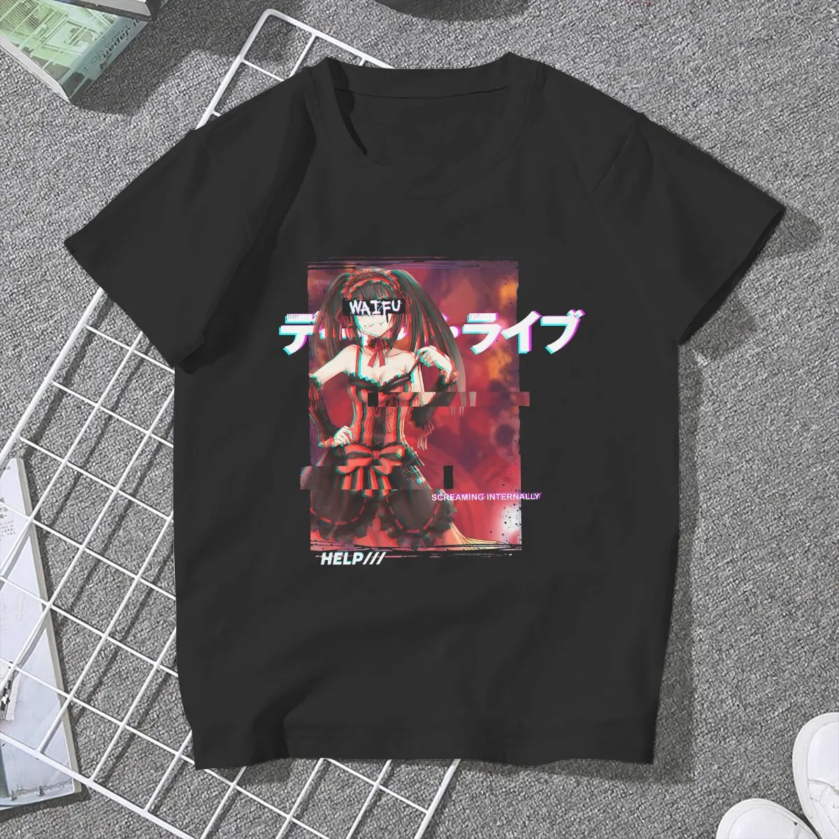 Kurumi Waifu Classic Women's T Shirt Date A Live Shido Itsuka Manga Unique Tees Short Sleeve Round Neck T-Shirt Clothing