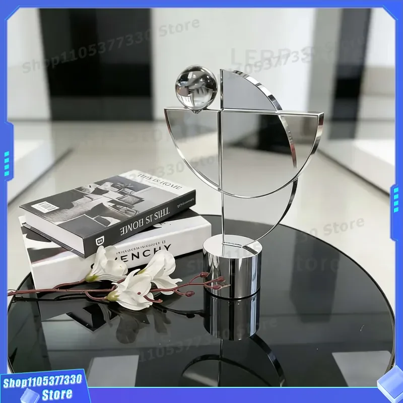 Modern Smoke Gray Crystal Geometric Art Ornament Luxury Desktop Decoration for Living Room Office Display Cabinet Model Room