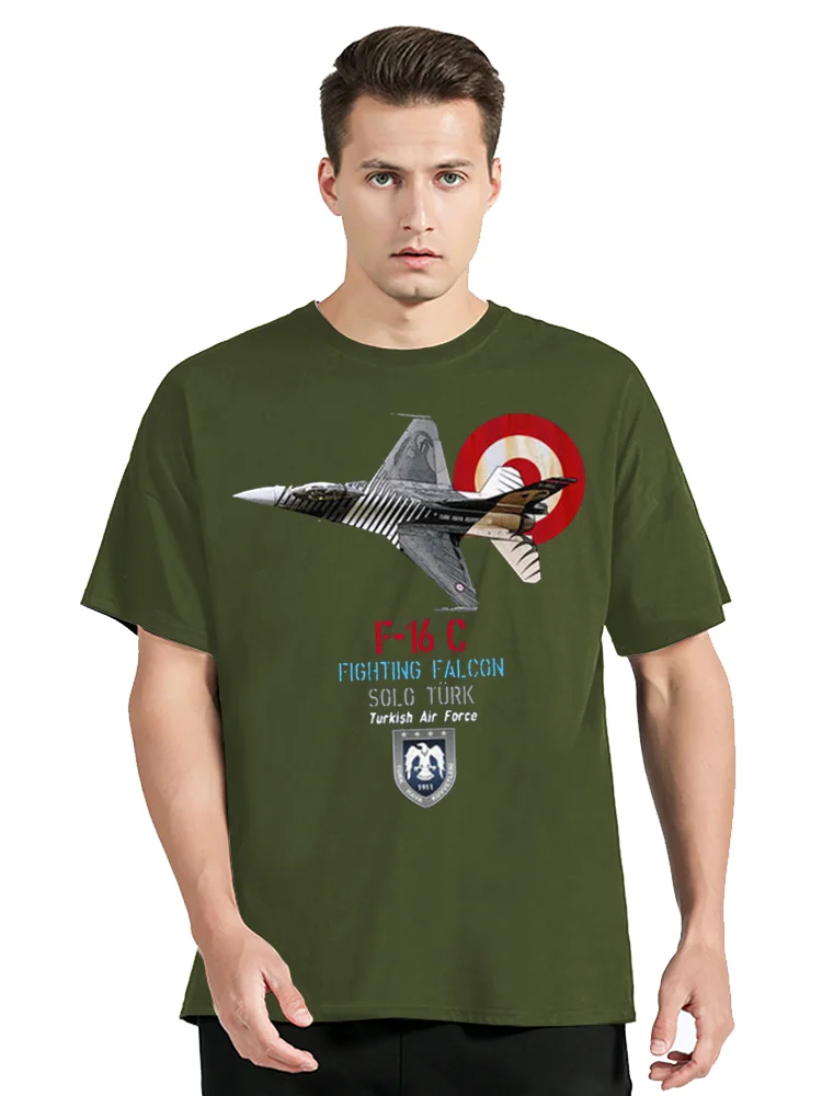 Turkish Air Force F-16 Fighting Falcon Fighter Aircraft Cotton Tops Tees Fitness T-shirt Oversized Unisex Tshirt Men's Clothing