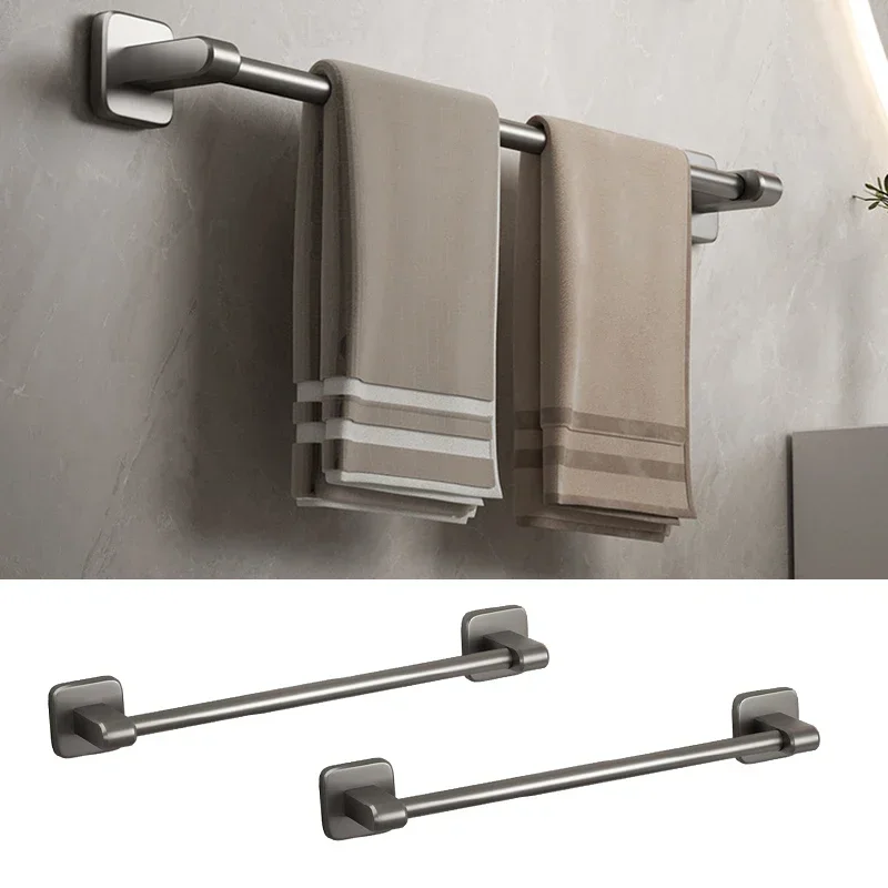 

Self-adhesive Home Bathroom Towel Rack Holder Without Drilling Wall Mount Towel Shelf Kitchen Bathroom Accessories Towel Hanger