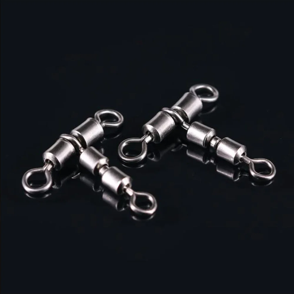 DNDYUJU 10pcs High Speed Rotation Double Connector Fish Hook Split Line Swivel Rolling Swivel Swivels Tackle Fishing Accessories