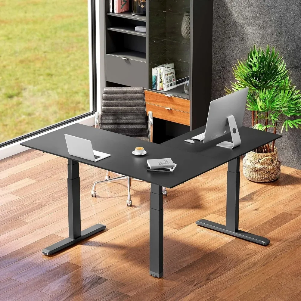 Extra Large 71 Inch Electric L-Shaped Corner Standing Desk, Height Adjustable Ergonomic Corner Desk, Desks