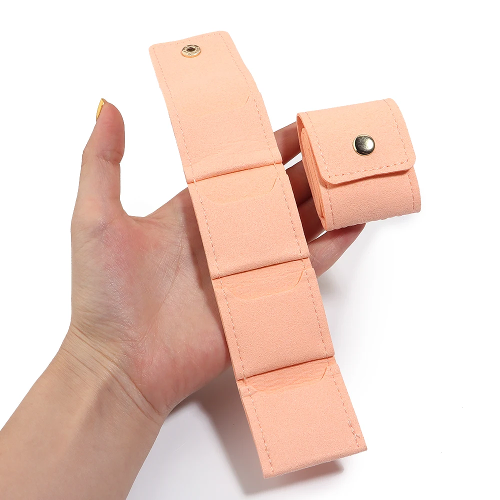 1Pc Mini PU Leather Foldable Portable Jewelry Storage Bag Travel Jewelry Pouches for Rings Earrings Necklaces DIY Craft Supplies