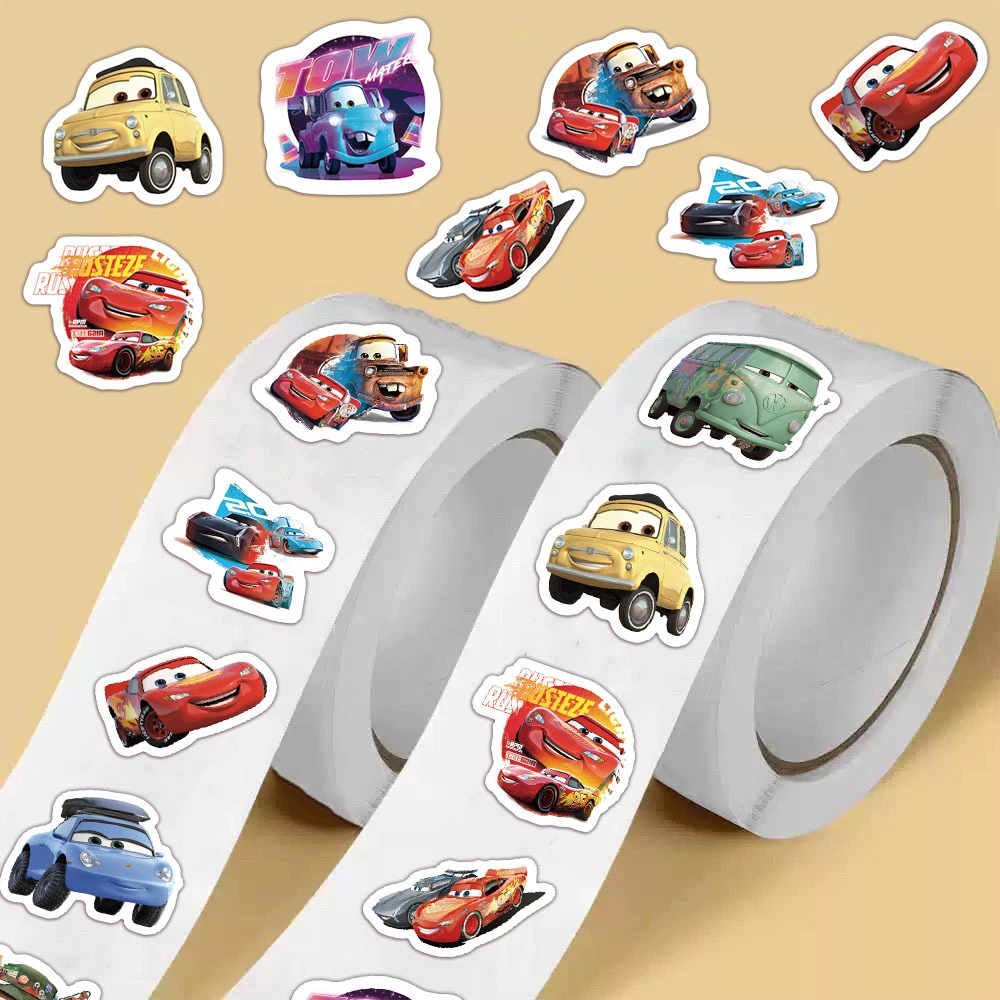 500pcs/Roll Cool Cartoon Cars Lightning McQueen Stickers Disney Anime Seal Label Decals DIY Scrapbook Laptop Guitar Sticker Gift
