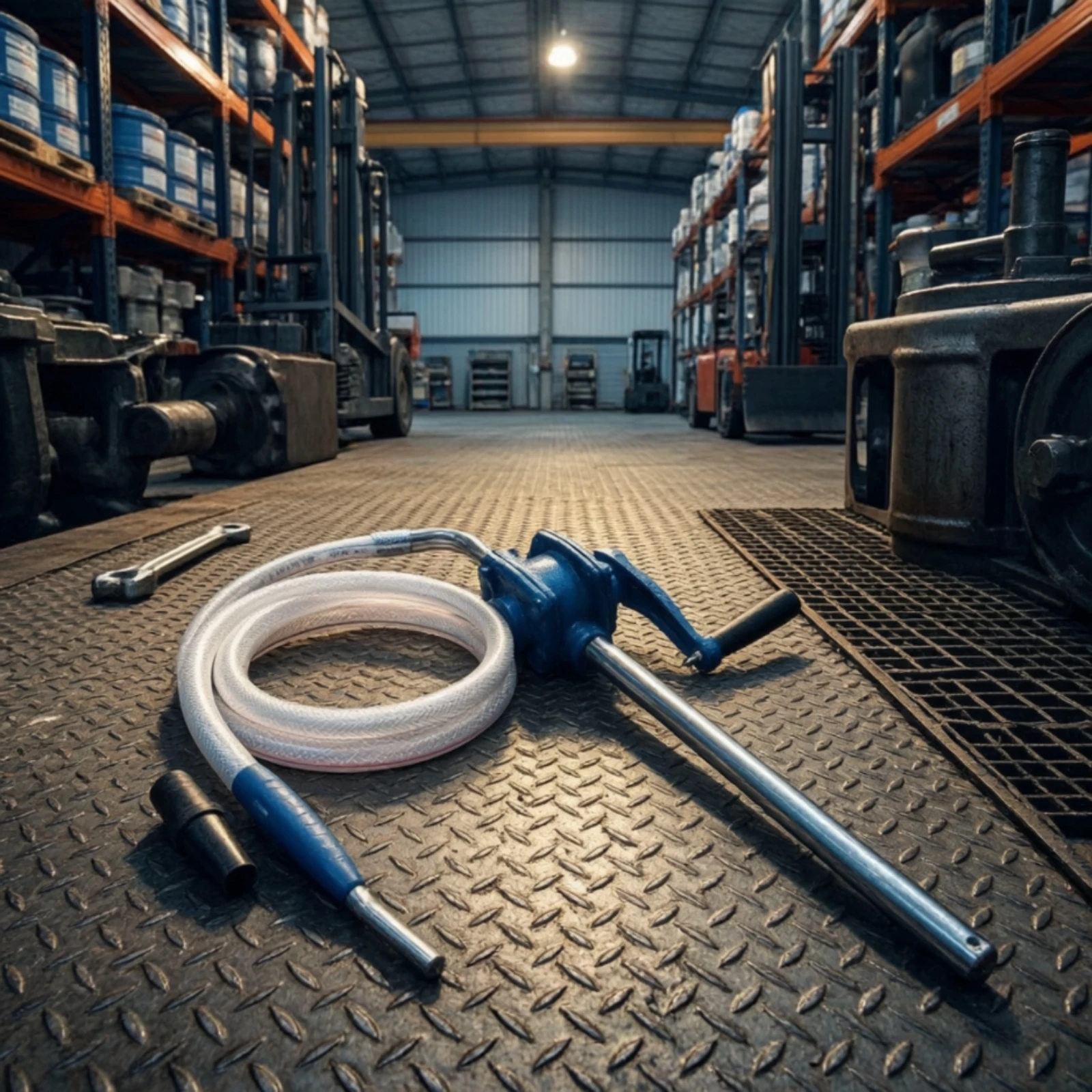 Hand Cranked Manual Oil Transfer Pump with Hose Portable Fluid Transfer Tool for Shop Mechanics and DIY Tasks