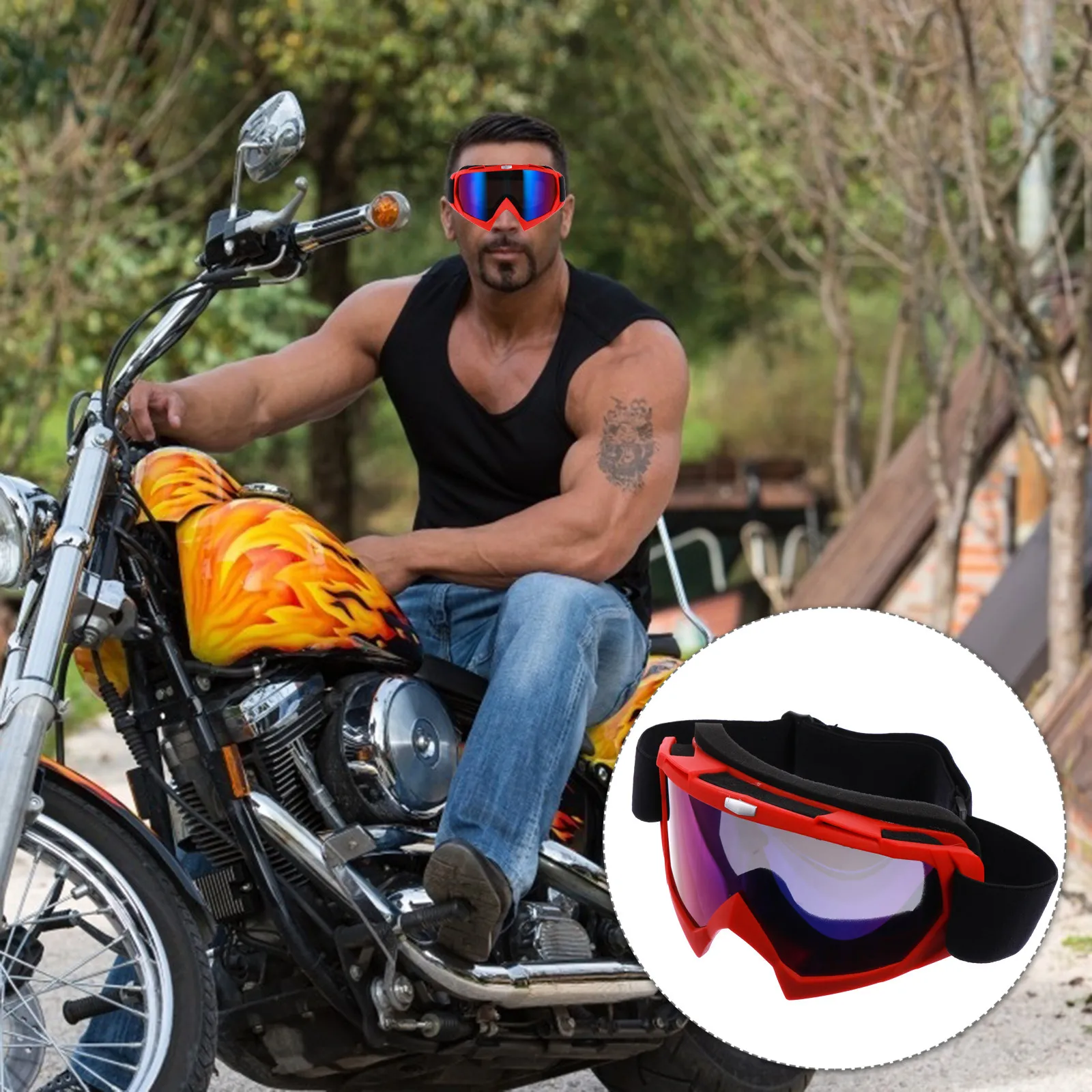 

Snowboard Ski Goggles Windproof Anti-Fog Multicolor Lenses Adjustable Strap Outdoor Sports Skiing Eyewear Cycling Protective