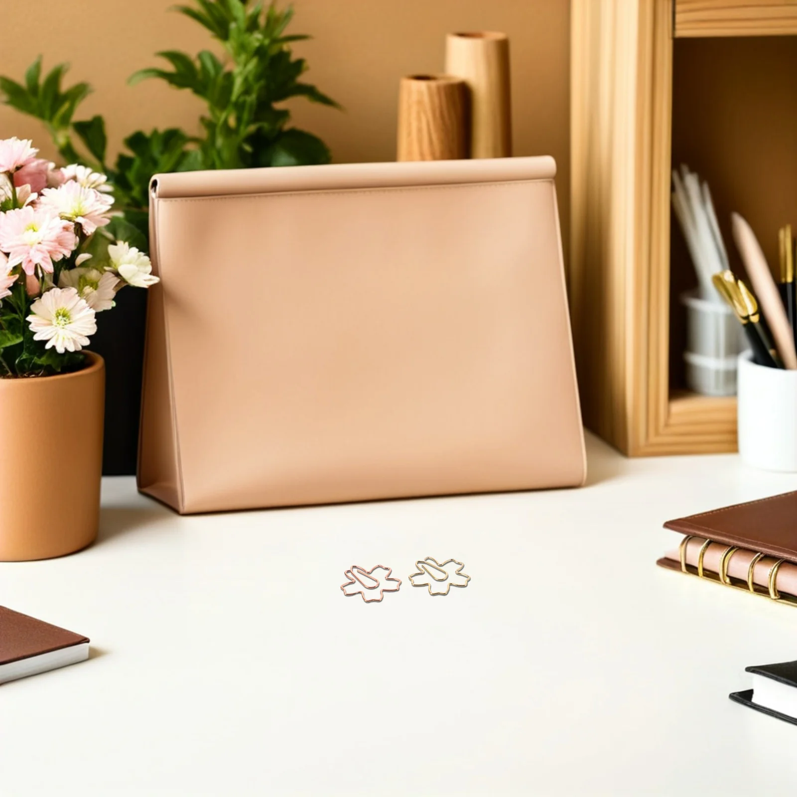 60pcs Cherry Blossom Document Clips Metal Paper Clips Decorative Note Clip For File Organizing Reusable Stationery Clamps Office