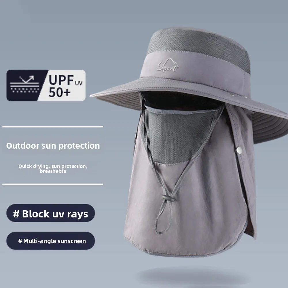 

UV Protection Summer Fisherman Cap Removable Neck Flap Waterproof Removable Visor Hat Quick Drying Face Neck Cover Bucket Hat