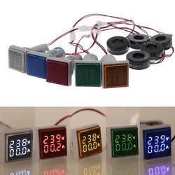 Mini-Digital-Voltmeter, Amperemeter, 22 mm, quadratisch, AC 20–500 V, 0–100 A, Ampere, Volt-Spannungsprüfer, Messgerät, Dual-LED-Anzeige, Pilot-Lampenlicht