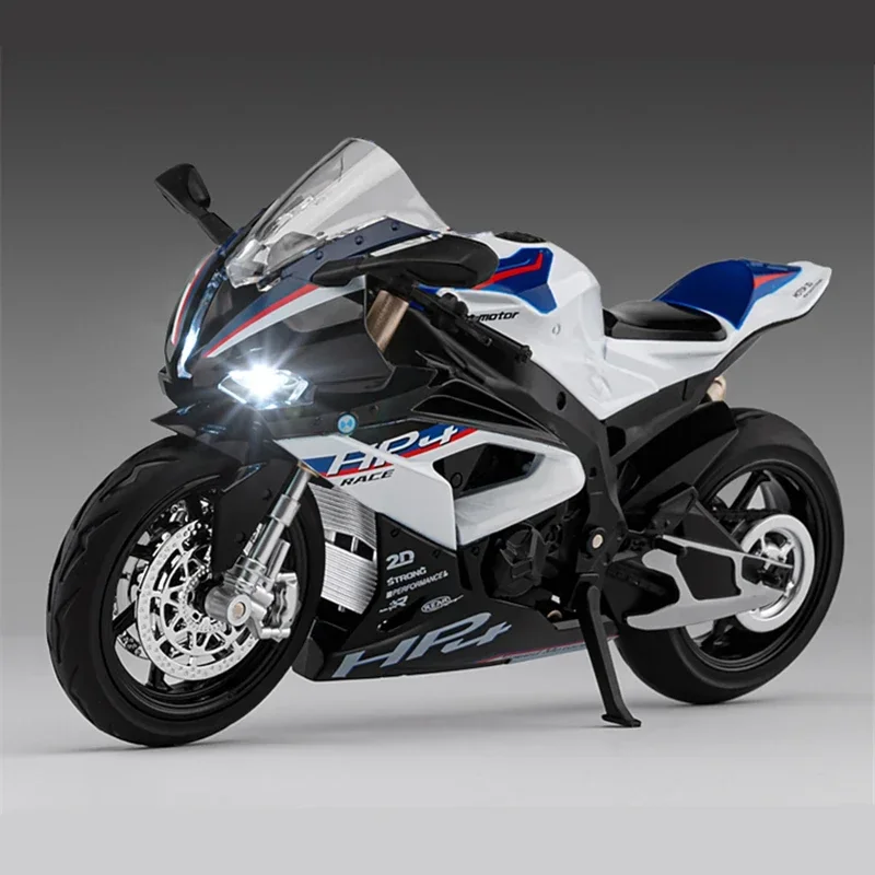 

1:12 S1000RR HP4 Race Alloy Топ роскошная модель спортивного мотоцикла Литье под давлением Металлическая модель шоссейного гоночного мотоцикла Звуковой свет Подарок для детей