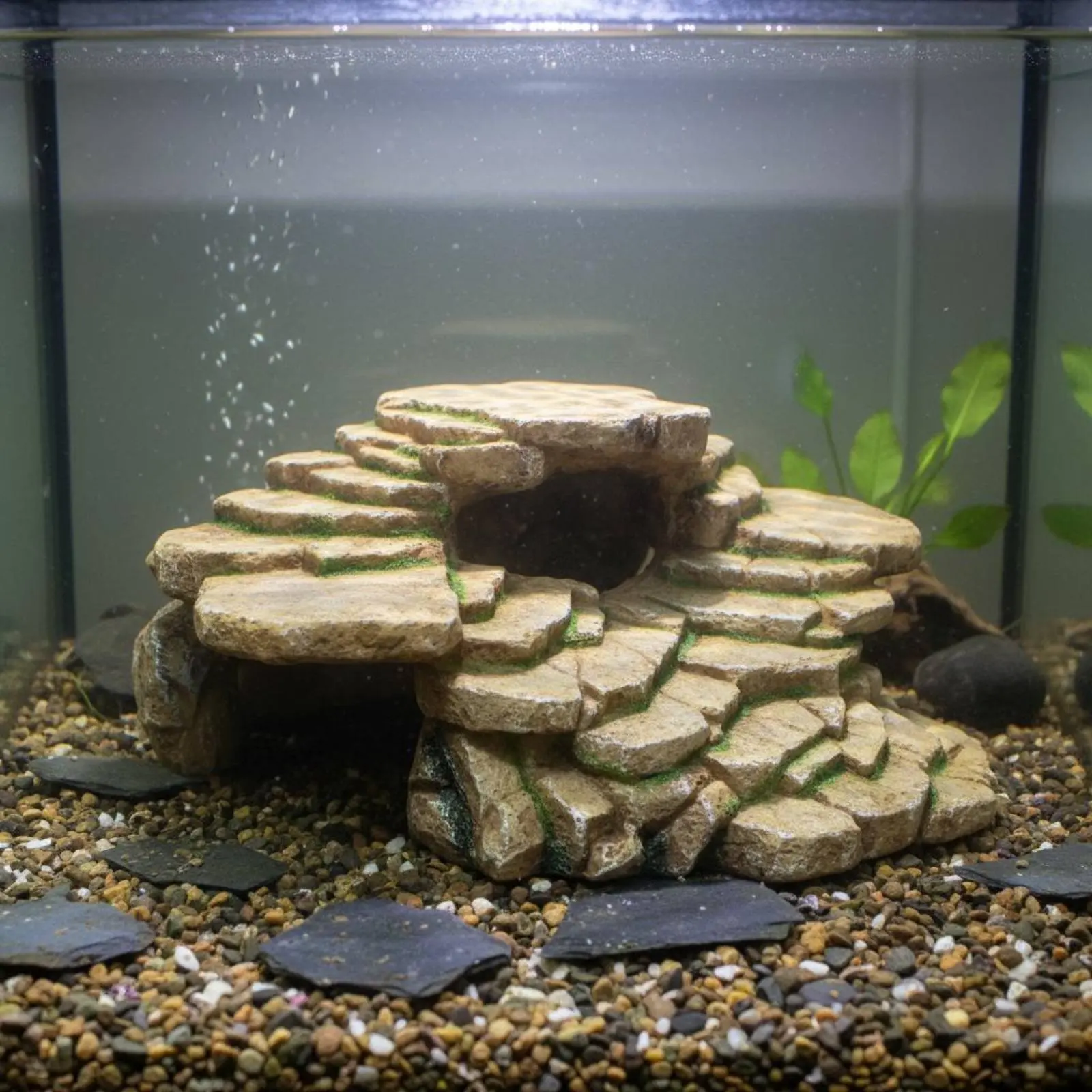Turtle Basking Platform Multi-Level Design Turtle Sunning Dock Amphibian Climbing Ramp Natural Look Rock Hideout Cave Non