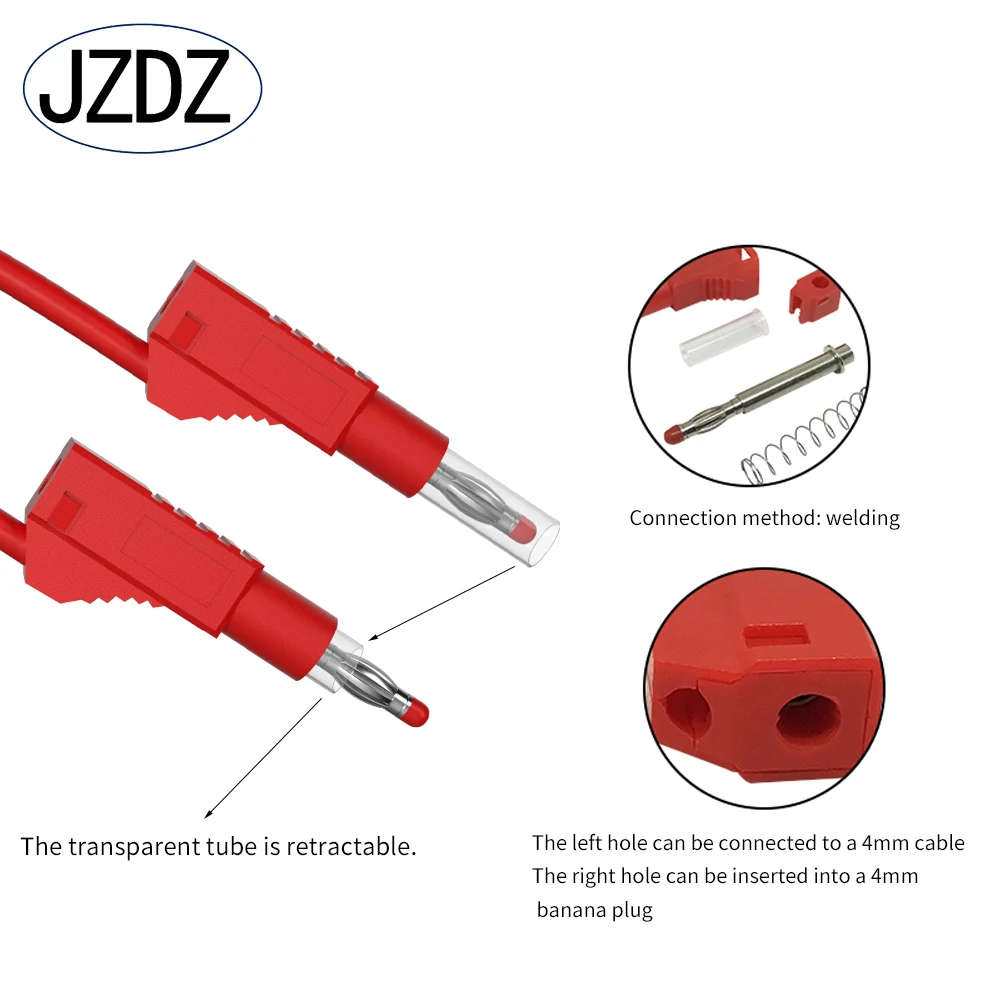 Imagem -04 - Jzdz-retrátil Banana Plug Security Multímetro Test Leads Linha de Cabo Jumper Wire Ferramentas de Teste Elétrico mm 300cm Pcs 70022z