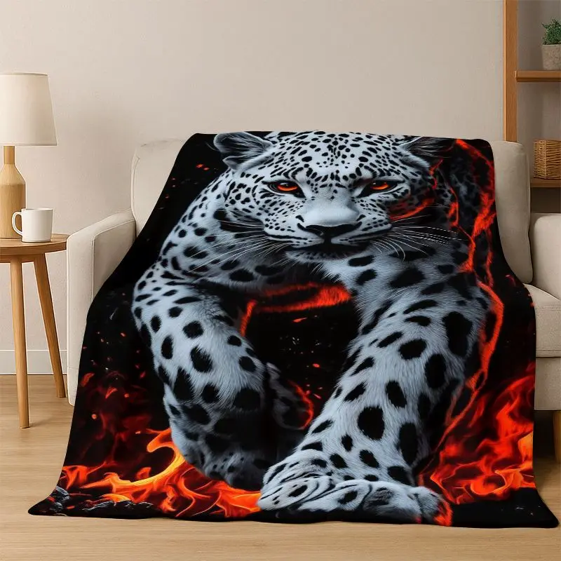 Leopard Cheetah Beast Animal Flannel Blanket Soft Warm Blanket Throw Blanket for Bedroom Living Room Bed Travel Camping Picnic