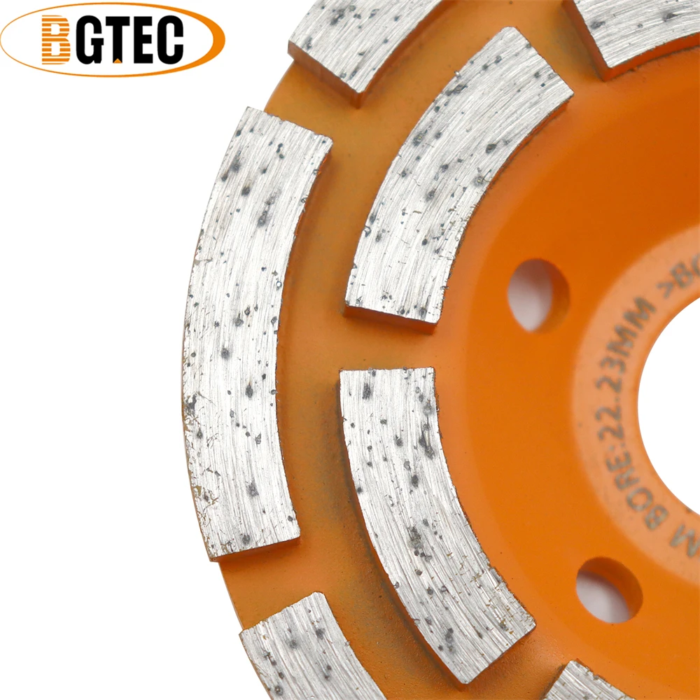 BGTEC 2pcs Dia4/4.5/5/7 Inch Hot Pressed Diamond  Double Row Grinding Wheels For Concerte Tile Marble Masonry Polishing Cup Disc