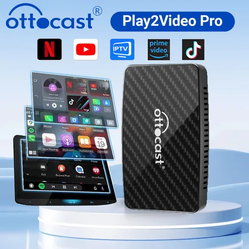 Imagen 1 del producto OTTOCAST Play2Video Pro Smart Ai Box inalámbrico CarPlay Android Auto adaptador para Youtube/Netflix/Tik Tok/IPTV para Kia Audi Honda