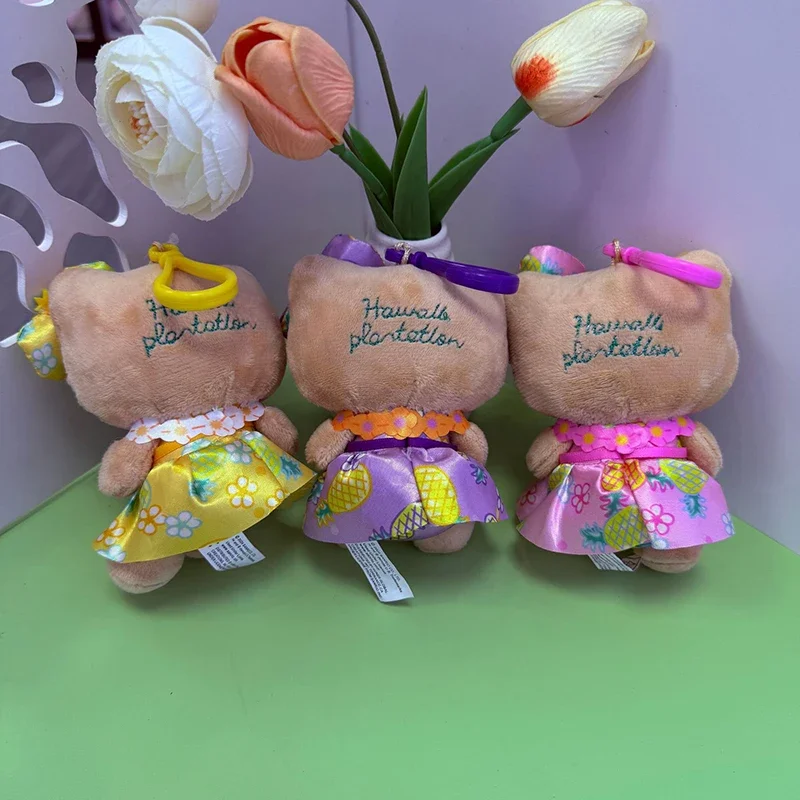 Simpatico portachiavi in peluche con ciondolo pometo di ananas in pelle Hello Kitty KT Cat