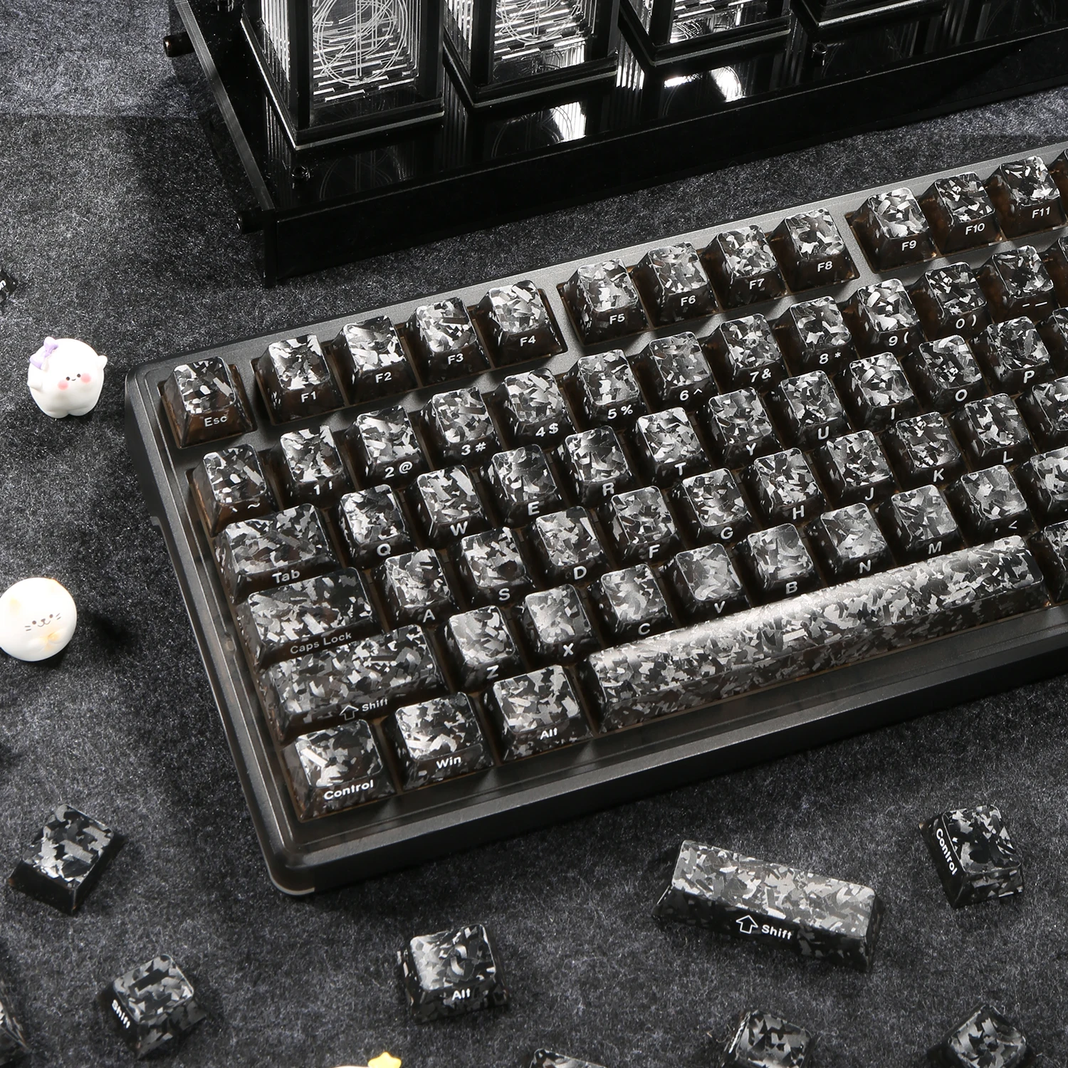 120 Keys Forged Carbon Fiber Pattern Keycaps Side Printed Cherry Profile for custom Gaming mechanical keyboard  Caps