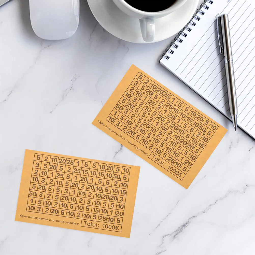 50pcs Euro Savings Stickers Beige 1000 Numbered Decals For Coin Bank Diy Money Box Tracking Labels Adhesive Cash Organizer