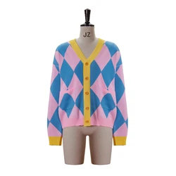 In Stock Movie Howl Cosplay Unisex Cardigan Knitted Sweater Loose Single Breasted Students V Neck Knitwear Korean Cardigans Tops