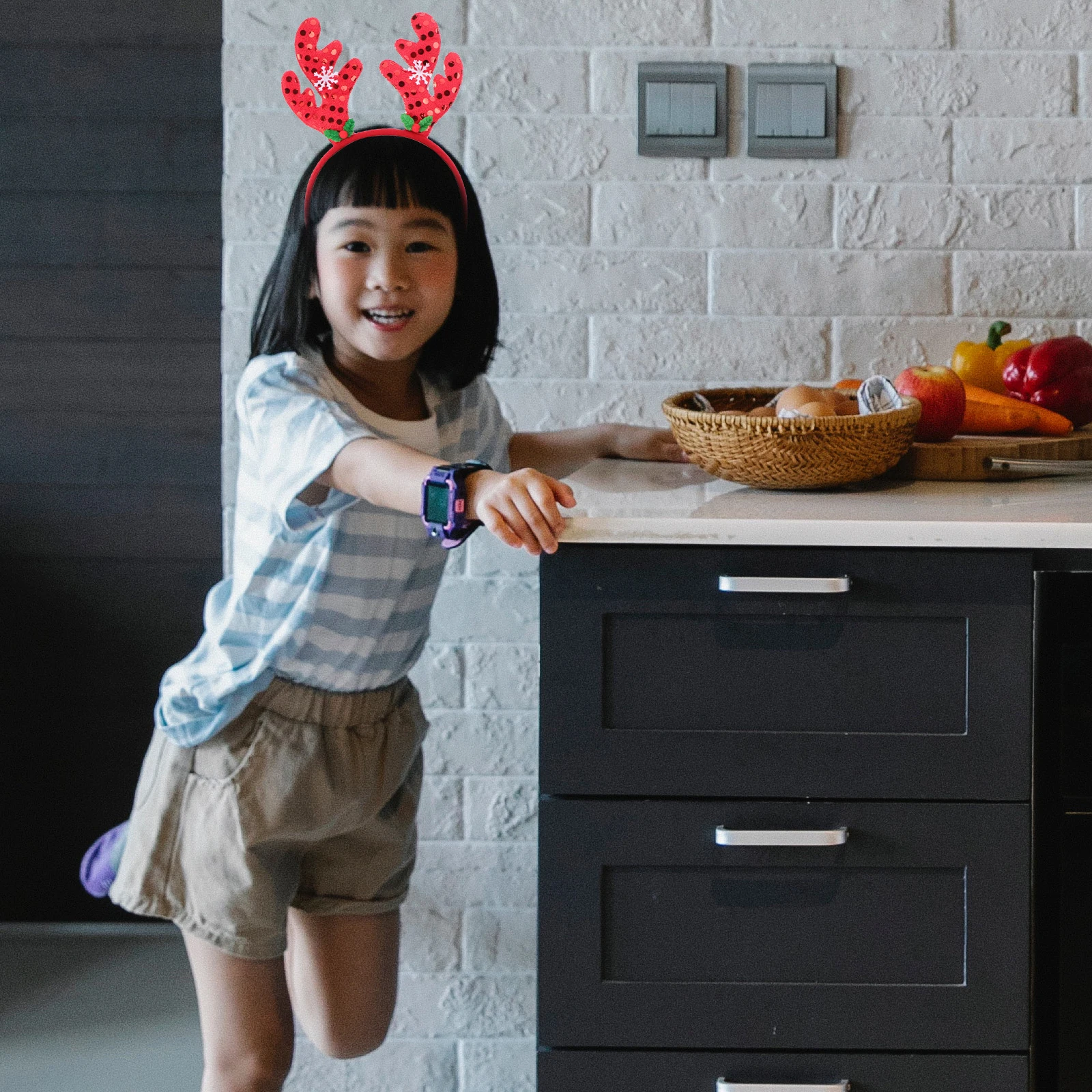 

1 шт., рождественская повязка на голову с рогами, красная ткань, удобный вечерний обруч для волос, рождественское украшение, рождественская повязка для волос