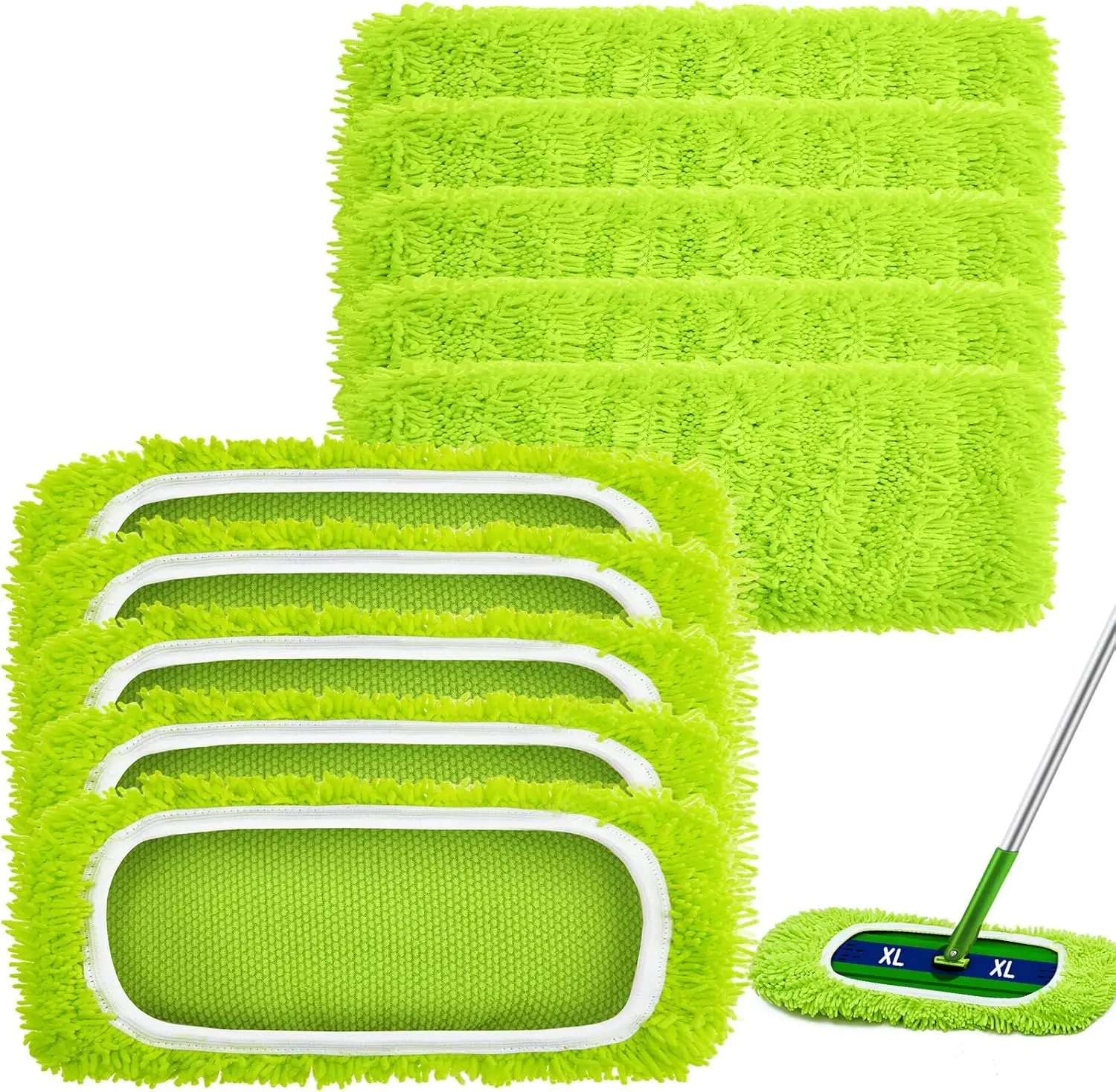 

10 Pcs Reusable Mop Refill Pads Replacement Compatible with Most XL Sweeper 17" x 5" Microfiber Mops Head Floor Cleaning Supp
