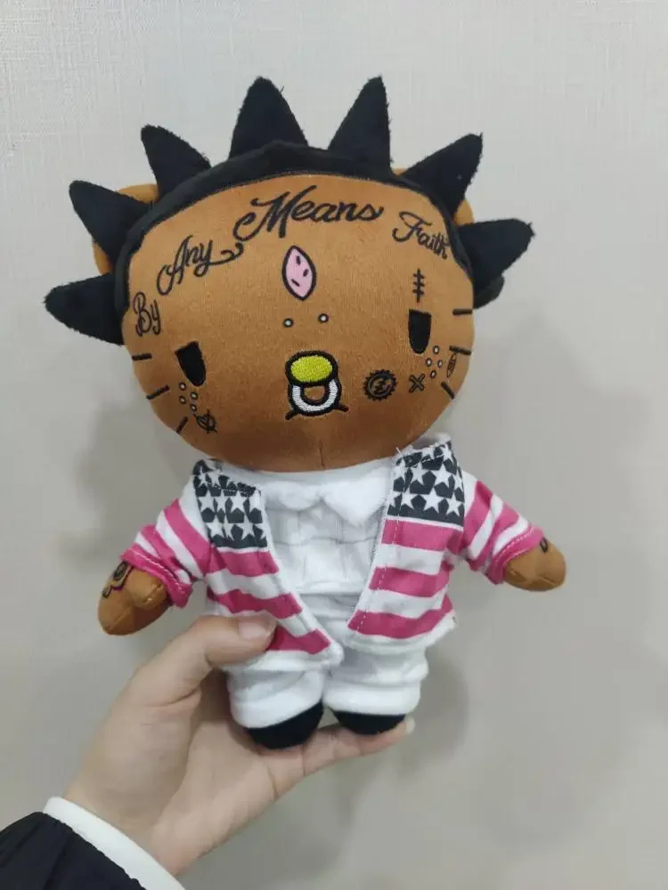 26 cm Hello Kitty Lil Uzi Vert Abbigliamento a strisce rosse e bianche Peluche Figura di bambola Peluche Simpatici ragazzi Ragazze Regali di compleanno