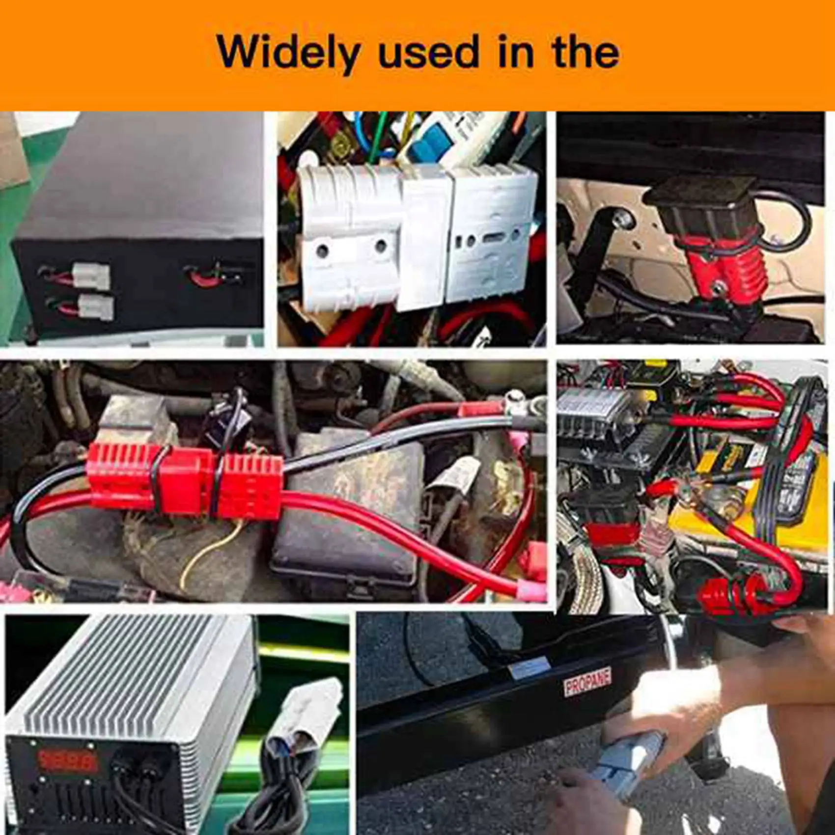 ABZC 2X 50A 600V Style Plug Connectors 6-12AWG Forklift Battery Charging Plug for 6AWG Solid Terminals Red