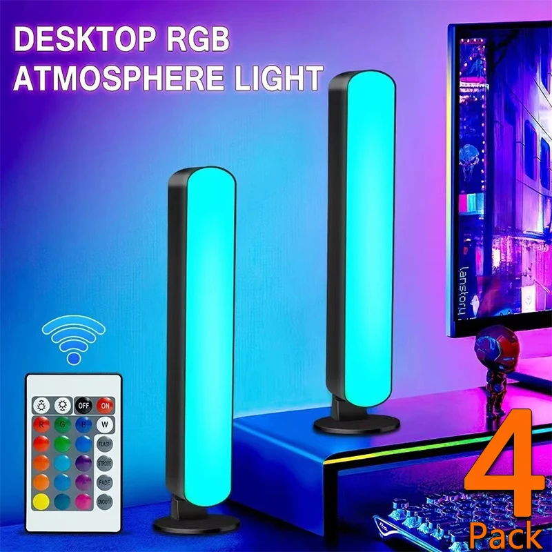 

Music Sync LED Night Light Bars RGB Atmosphere Lamp With Remote Control For Gaming TV Bedroom Decoration Desktop Lamps