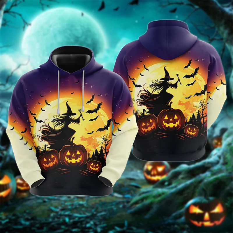 Goth Crow Grafik Sweatshirts Horror Ghost 3D Gedruckt Hoodies Für Männer Kleidung Casual Halloween Geschenk Pullover Kürbis Trainingsanzug