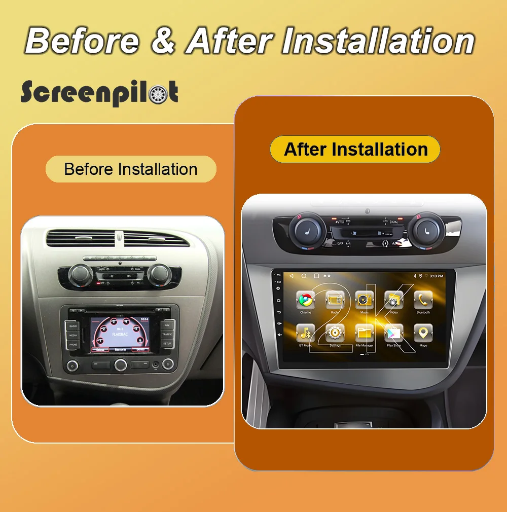 Android 16 Car Radio For Seat Leon 2 MK2 2005 2006 2007-2012 2K QLED Multimedia Video Player Navigation GPS NO 2DIN 8 Core RDS