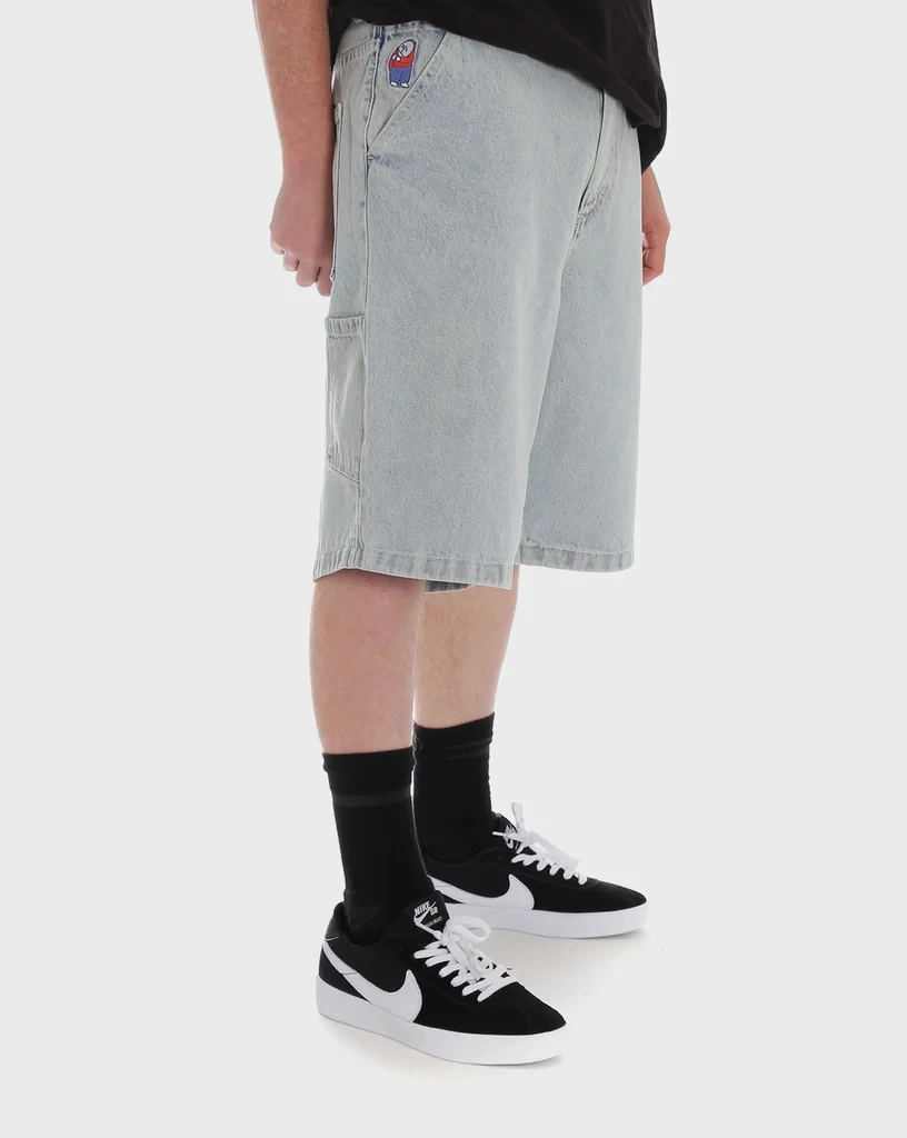 Moletom de verão para homens, calças Y2K Streetwear, calções de basquete de ginástica Hip Hop, bordado gráfico dos desenhos animados, calções jeans baggy