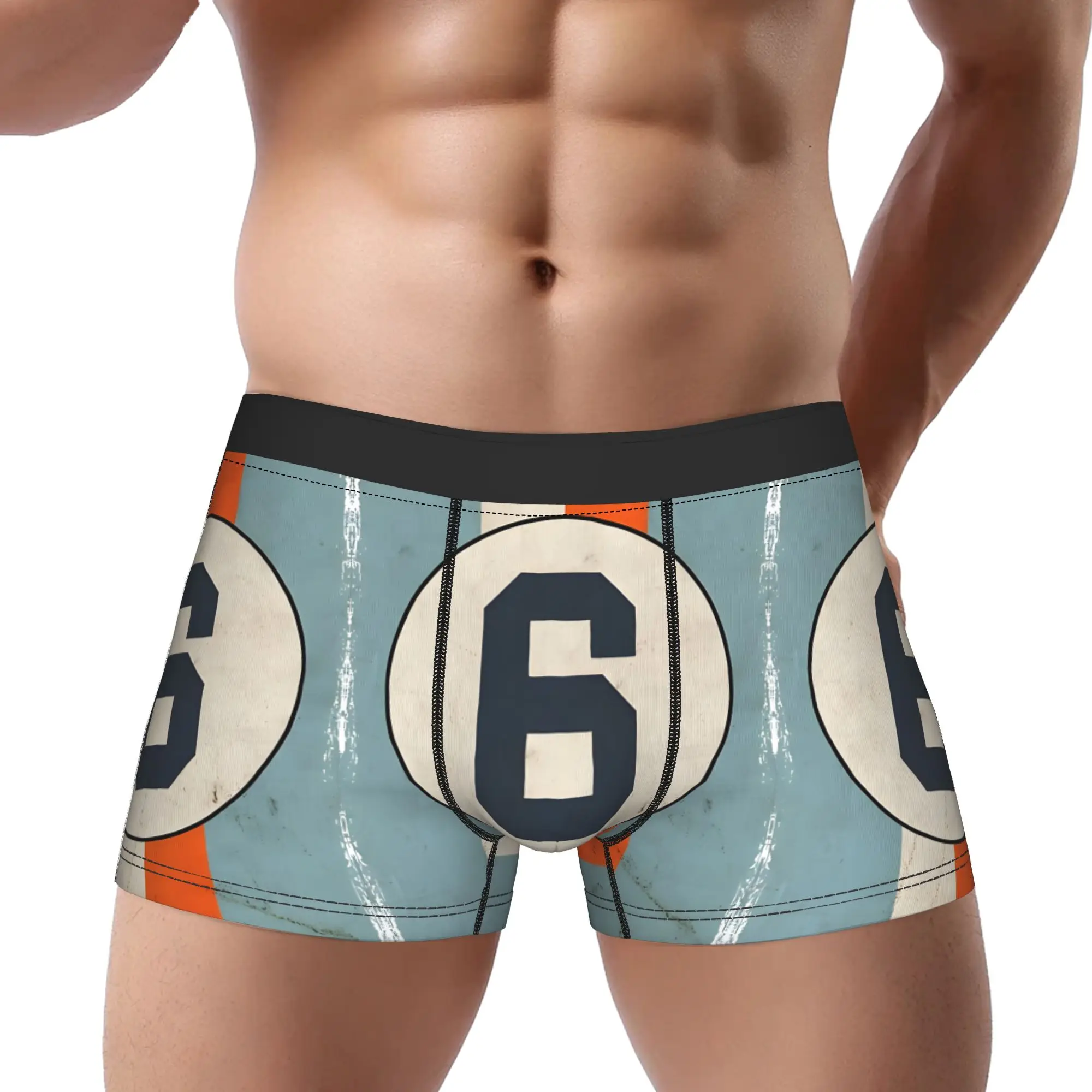 1piece Racing Stripes  Underpants Breathbale Panties Male Underwear Print Shorts