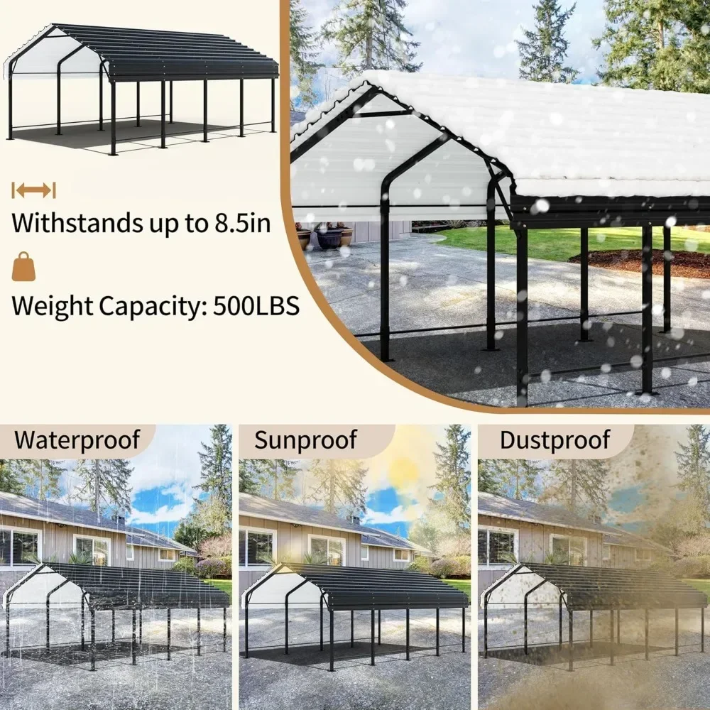 Outdoor Car Tent Metal Garage Shelter12 x 20 FT Metal Carport, Heavy Duty Carport Canopy w/Galvanized Steel Roof