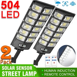 2Pack Large Street Light Outdoor 504LED Motion Sensor Waterproof 3 Modes Super Bright Solar Wall Lamp for Security Garden Patio