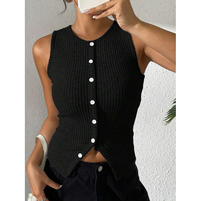 

Chiquease Women Casual Slim Ribbed Split Back Camisole