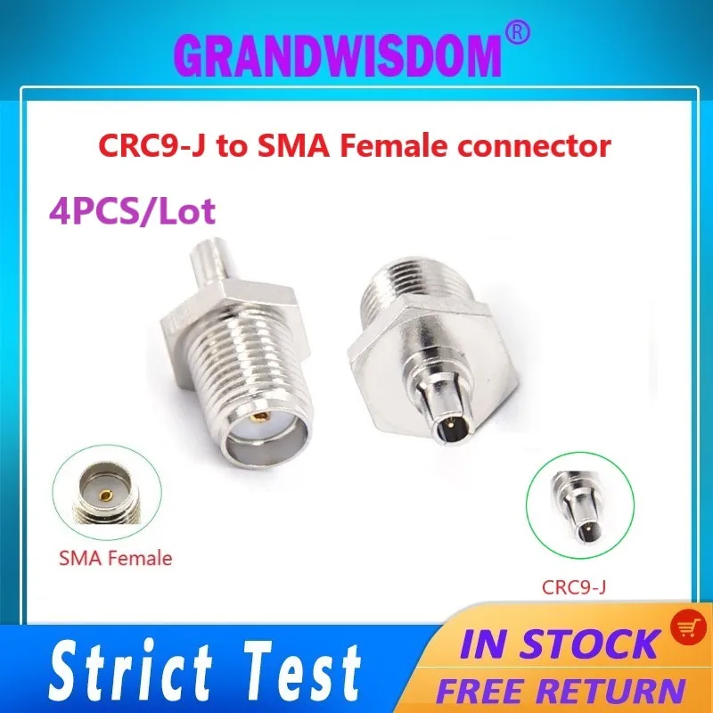 4pieces coaxial connector nickel plating adapter CRC9-J to SMA f emale screw the needle for huawei router WIFI 4G antena wifi