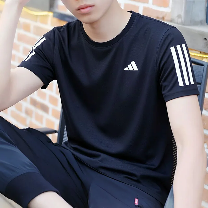 Adidas Quick-Dry Short-Sleeved Men's Summer New Model Running Sports Half-Sleeve Authentic Men's T-Shirt JY8583