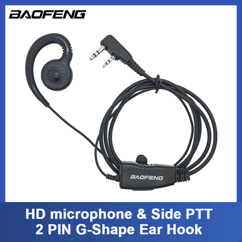 

2 Pin G-shape Ear Hook Headset Earpiece PTT For Baofeng UV-5R UV16 PRO PLUS Walkie Talkie QuanSheng UV-K5 UV-K6 Ham 2 Way Radio