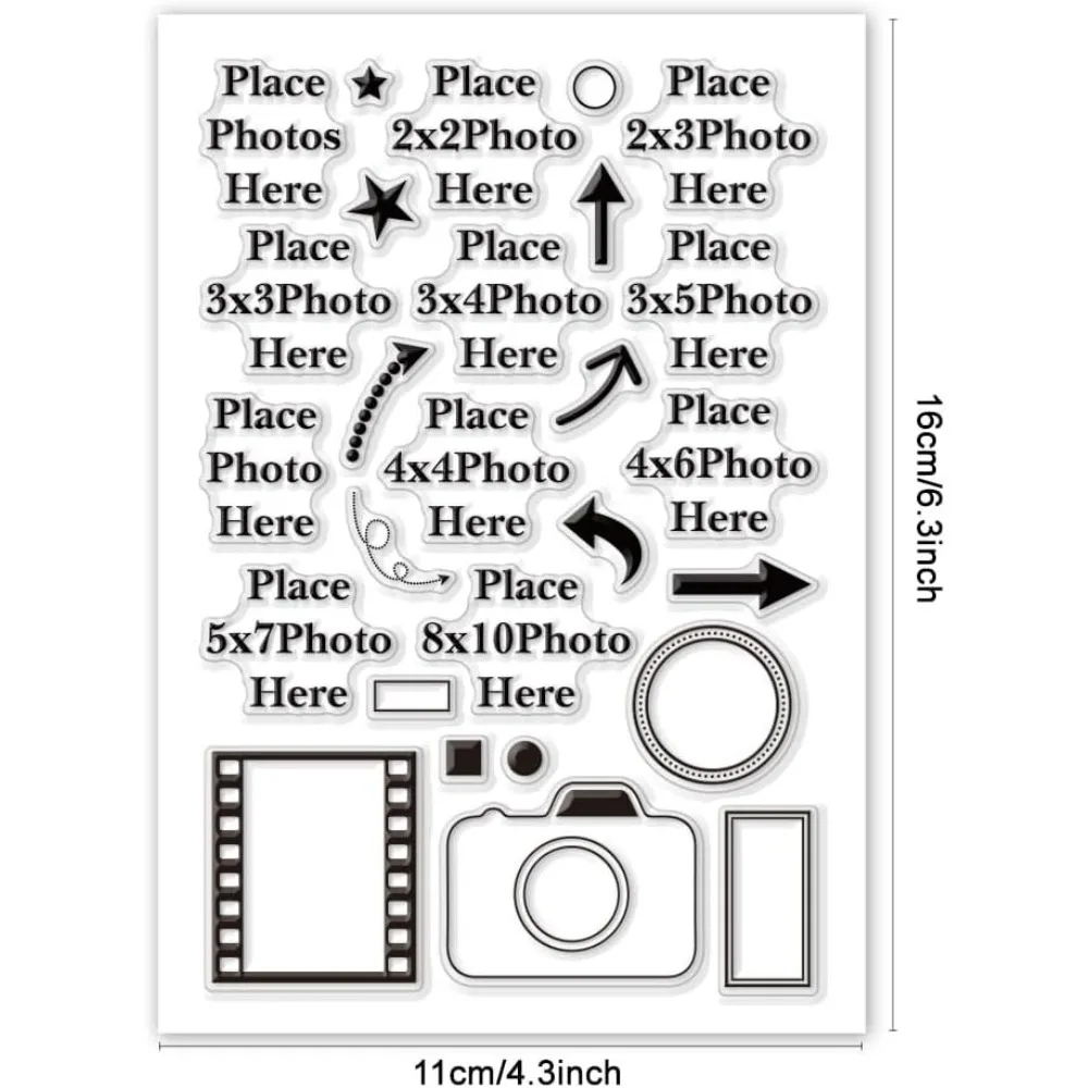 Place Photo Here Clear Stamp Arrow Silicone Camera Rubber Image Frame Transparent Picture Size Seal