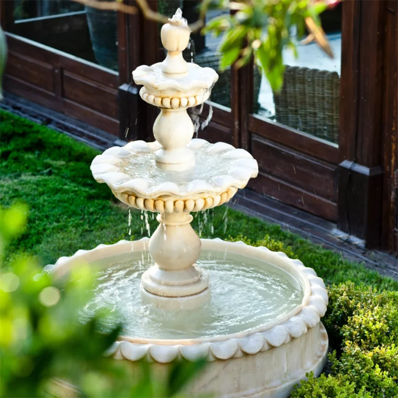 Customized Natural Marble Fountain Outdoor Sculptures Outdoor Garden Marble Water  Fountain Landscape Sculptures Deposit Only
