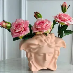 Nordic Human Face Resin Vase Medusa Flower Arrangement Flower Vase Gorgon Luxury Dried Flower Vase Office Home Interior Decor