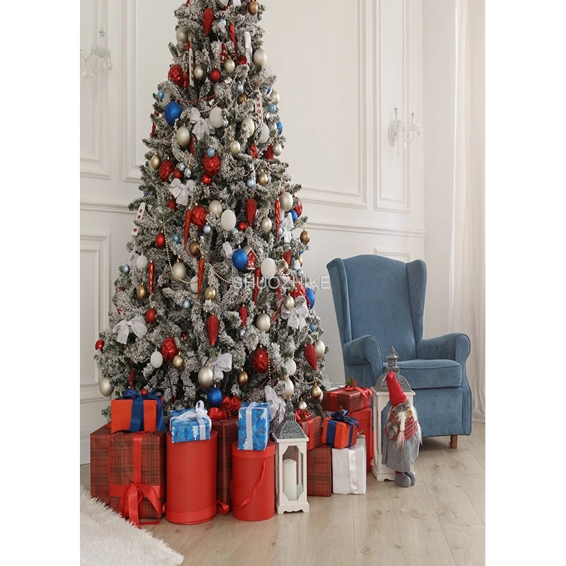 SHUOZHIKE Christmas Backgrounds For Photography Winter Snow Gift Baby Newborn Portrait Photo Backdrop Photocall  STY-02